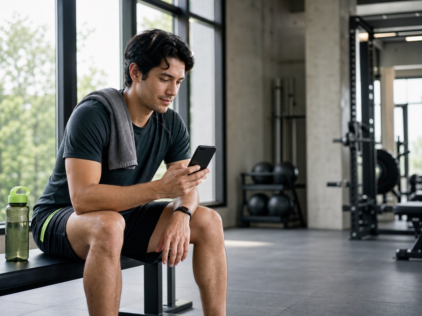 A developer checking a Vibe Remote session between sets at the gym